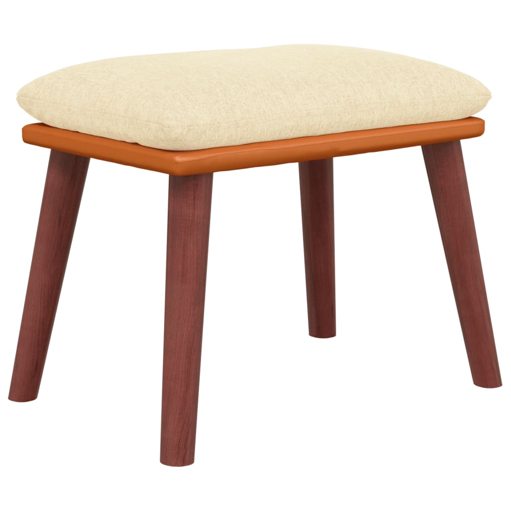 Scaun de relaxare cu taburet, crem, textil