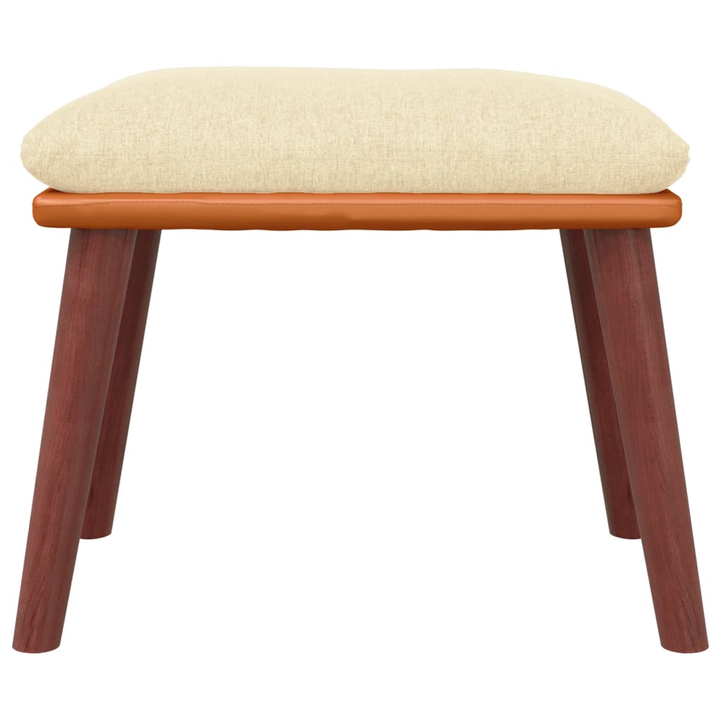 Scaun de relaxare cu taburet, crem, textil