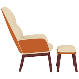 vidaXL Chaise de relaxation avec tabouret Cr&egrave;me Tissu