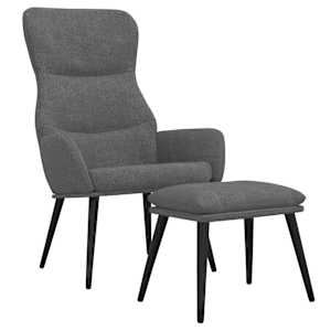 Relaxační křeslo se stoličkou světle šedé textil - obrázek 2