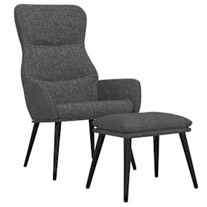 Relaxační křeslo se stoličkou tmavě šedé textil - obrázek 2