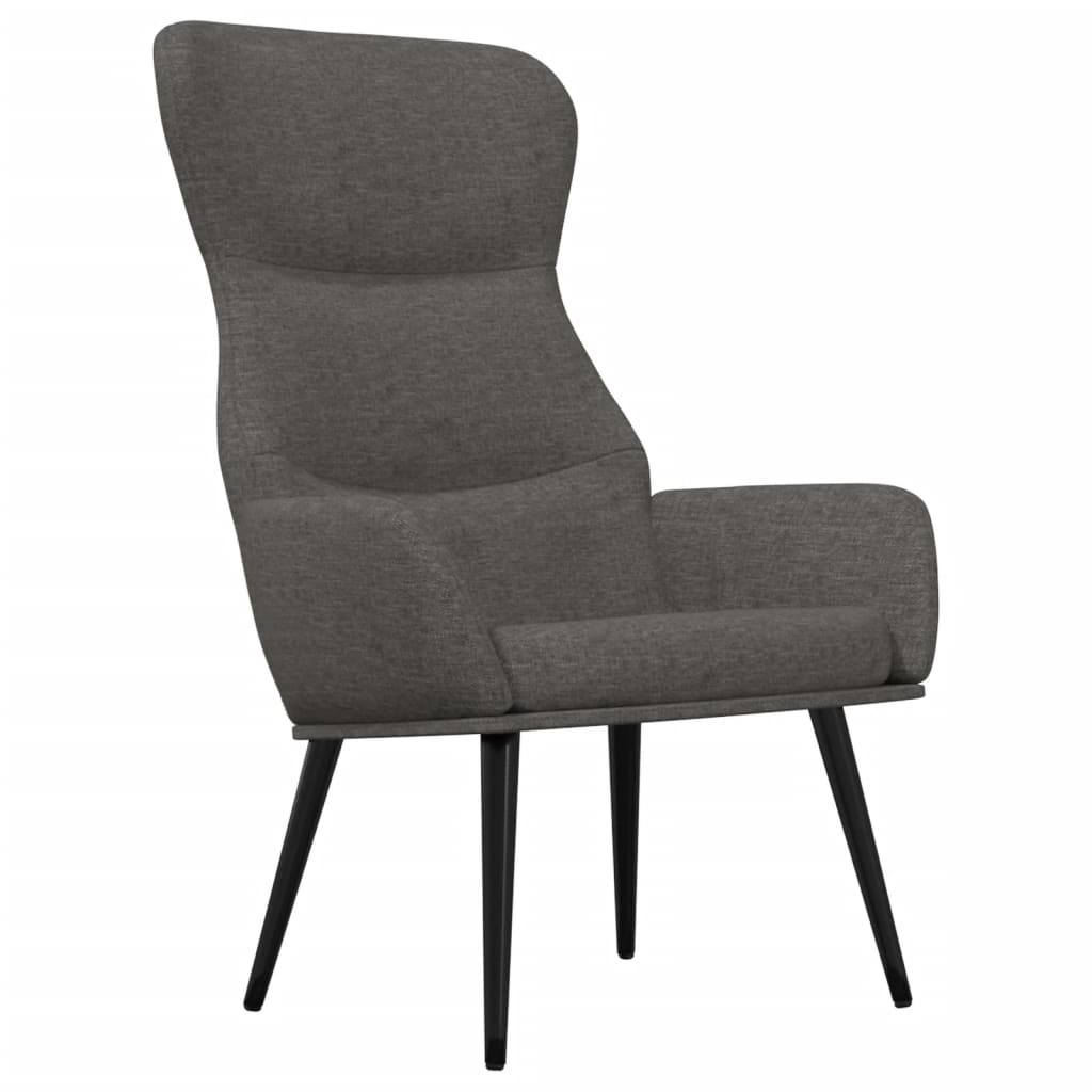 vidaXL Chaise de relaxation avec tabouret Gris foncé Tissu