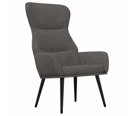 vidaXL Chaise de relaxation avec tabouret Gris foncé Tissu