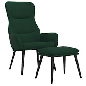 Relaxační křeslo se stoličkou tmavě zelené textil - obrázek 2