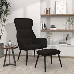 Relaxační křeslo se stoličkou černé textil - obrázek 1
