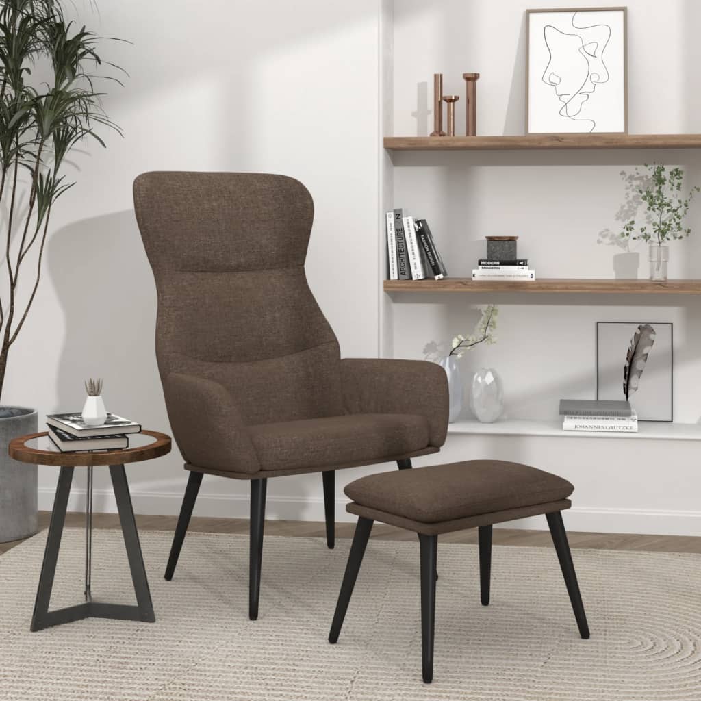 vidaXL Scaun de relaxare cu taburet, gri taupe, textil