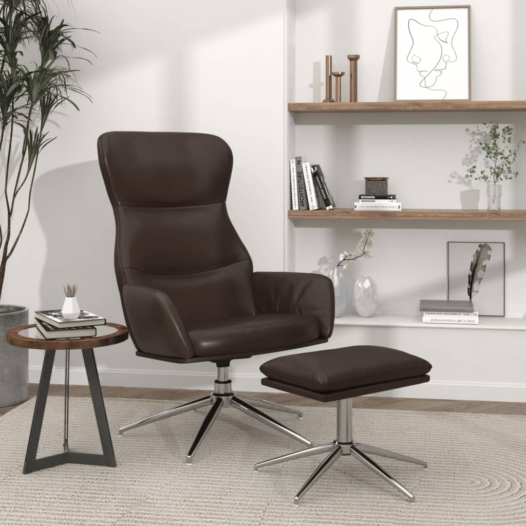 vida XL Relaxsessel mit Hocker Glänzend Braun Kunstleder