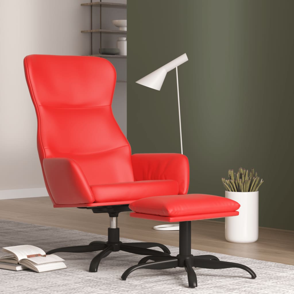 Chaise de relaxation avec tabouret Rouge Similicuir
