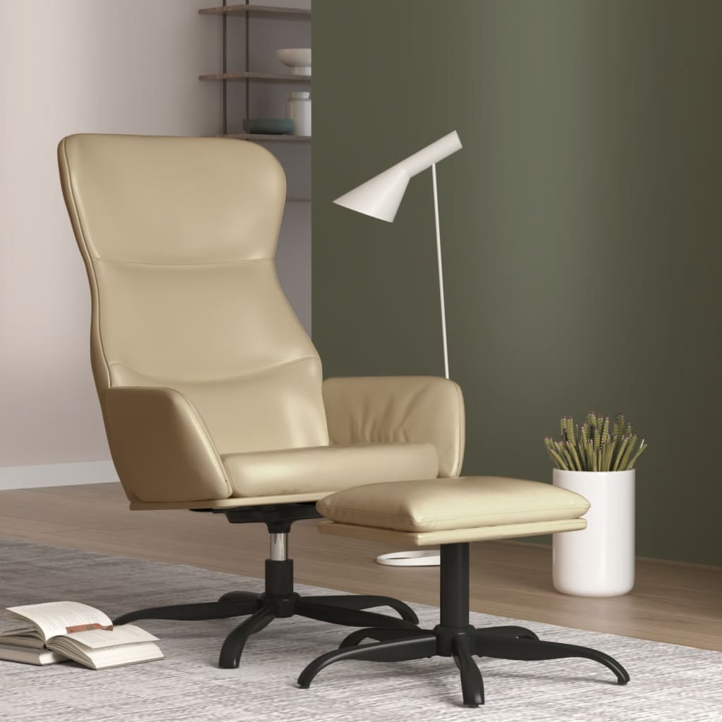 vida XL Relaxsessel mit Hocker Cappuccino-Braun Kunstleder