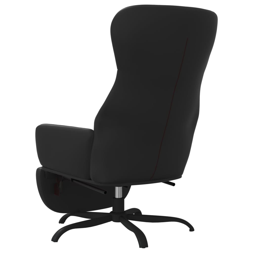 fekete műbőr pihenőfotel lábtartóval