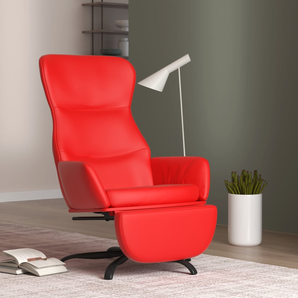 Chaise de relaxation avec repose-pied Rouge Similicuir