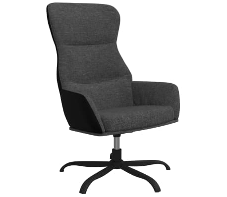vidaXL Scaun de relaxare cu taburet, gri &icirc;nchis, material textil