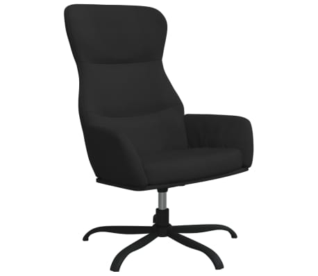 vidaXL Poilsio kėdė su taburete, juodos spalvos, mikropluošto audinys