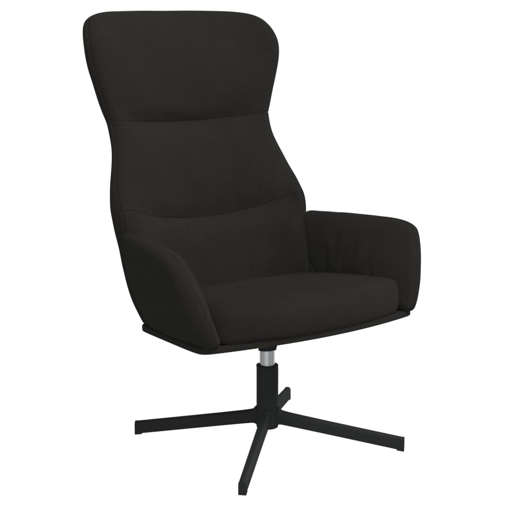 vidaXL Poilsio kėdė su taburete, juodos spalvos, aksomas