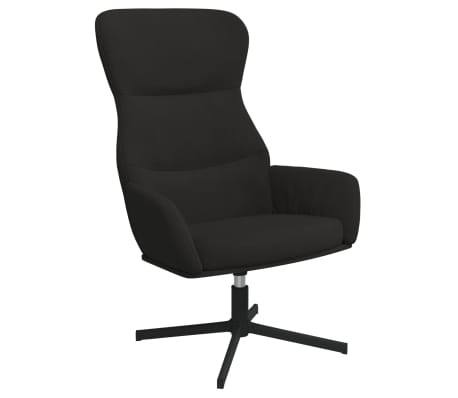 vidaXL Poilsio kėdė su taburete, juodos spalvos, aksomas