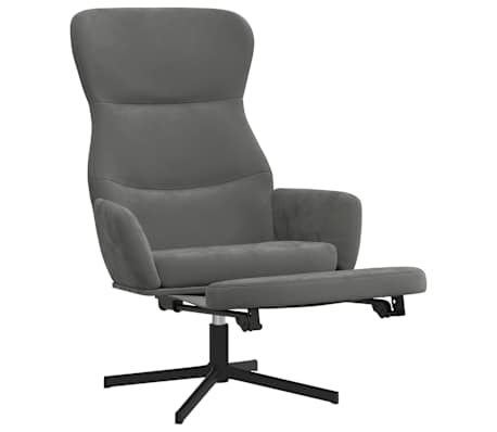 vidaXL Scaun de relaxare cu taburet, gri închis, catifea