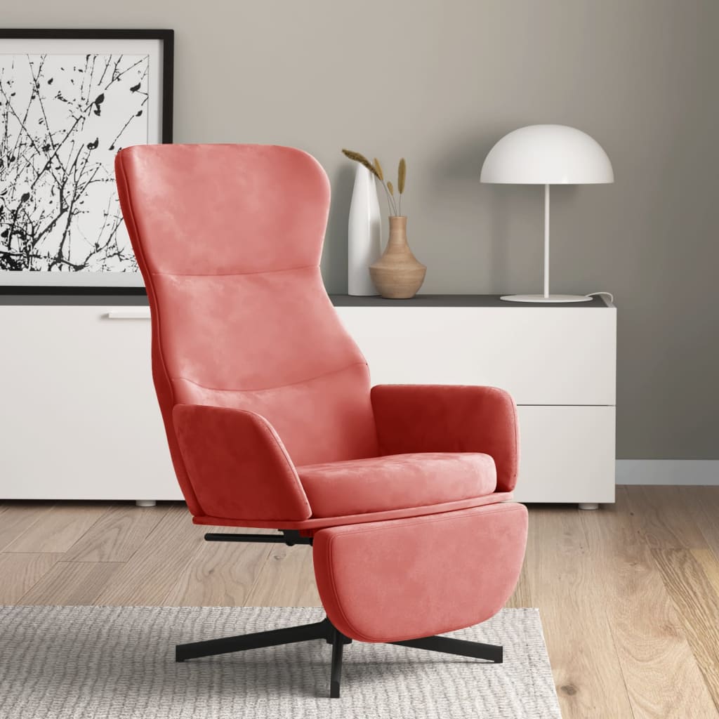 Chaise de relaxation avec repose-pied Rose Velours