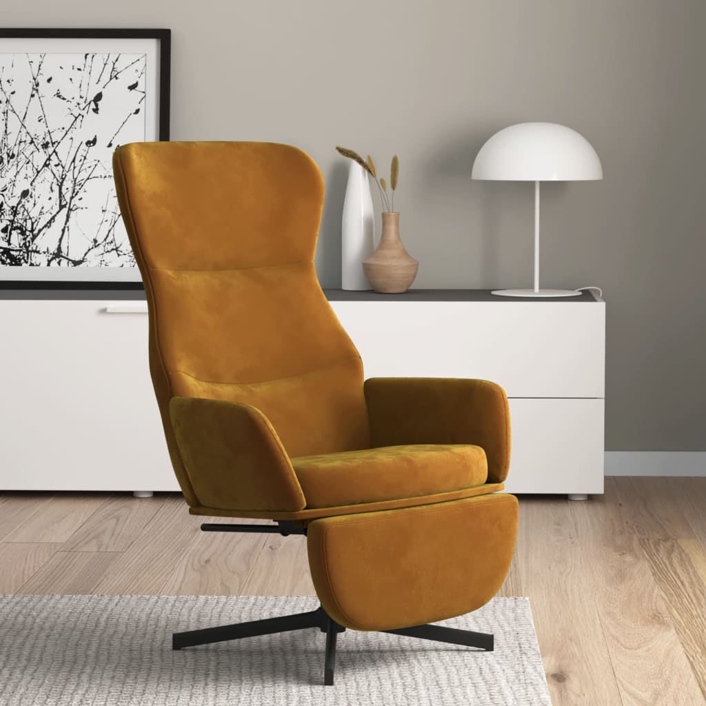 Chaise de relaxation avec repose-pied Marron Velours