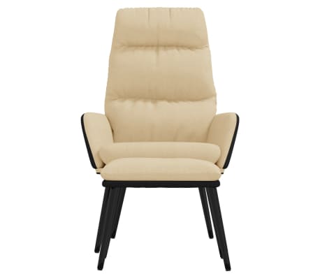 vidaXL Chaise de relaxation avec tabouret Crème Tissu et similicuir