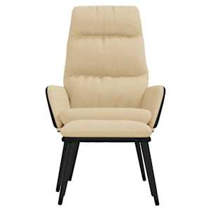 vidaXL Scaun de relaxare cu taburet, crem, textil și piele ecologică