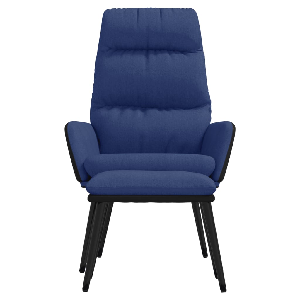 vidaXL Chaise de relaxation avec tabouret Bleu Tissu et similicuir