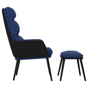 Relaxační křeslo se stoličkou modré textil a umělá kůže - obrázek 4