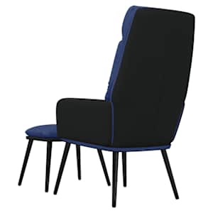 Relaxační křeslo se stoličkou modré textil a umělá kůže - obrázek 5