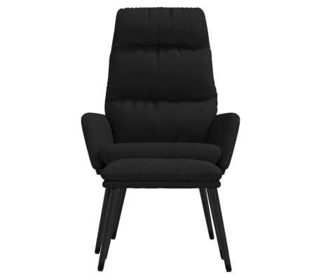 vidaXL Scaun de relaxare cu taburet, crem, textil și piele ecologică