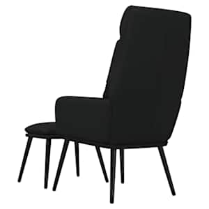 Relaxační křeslo se stoličkou černé textil a umělá kůže - obrázek 5