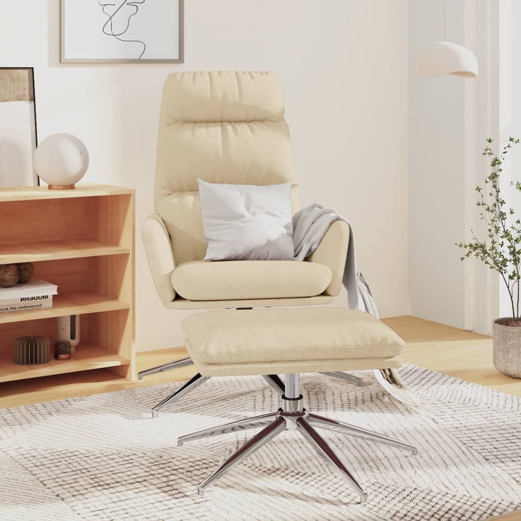 vidaXL Cadeira de descanso com banco tecido cor creme