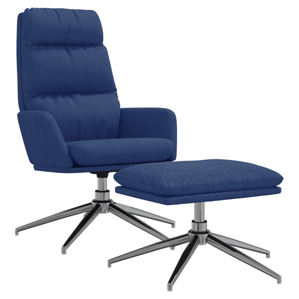 vidaXL Chaise de relaxation avec tabouret Bleu Tissu