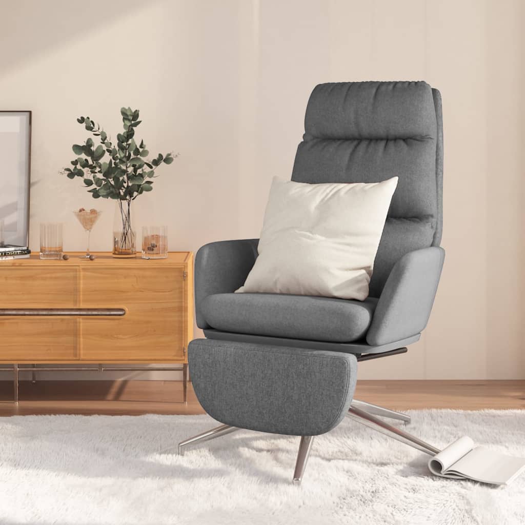 vidaXL Chaise de relaxation avec repose-pied Gris clair Tissu