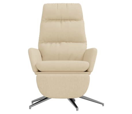 vidaXL Scaun de relaxare cu taburet, crem, material textil