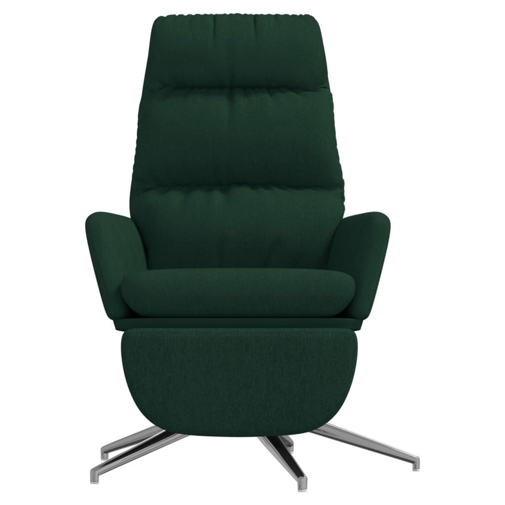 vidaXL Chaise de relaxation avec repose-pied Vert foncé Tissu