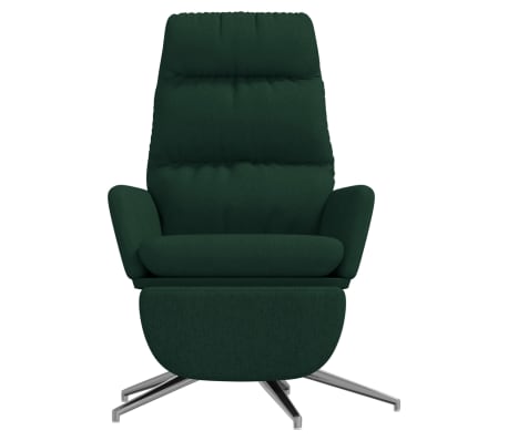 vidaXL Chaise de relaxation avec repose-pied Vert foncé Tissu