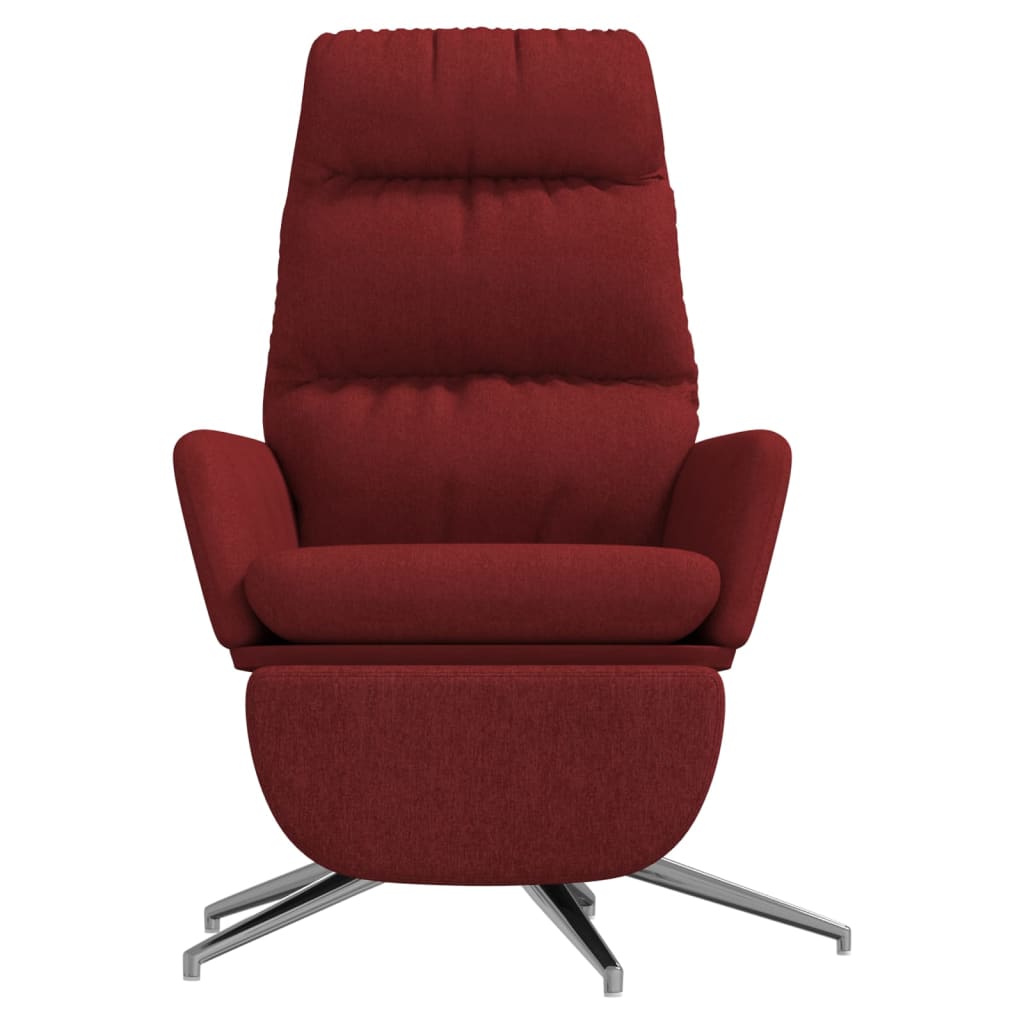 vidaXL Chaise de relaxation avec repose-pied Rouge bordeaux Tissu