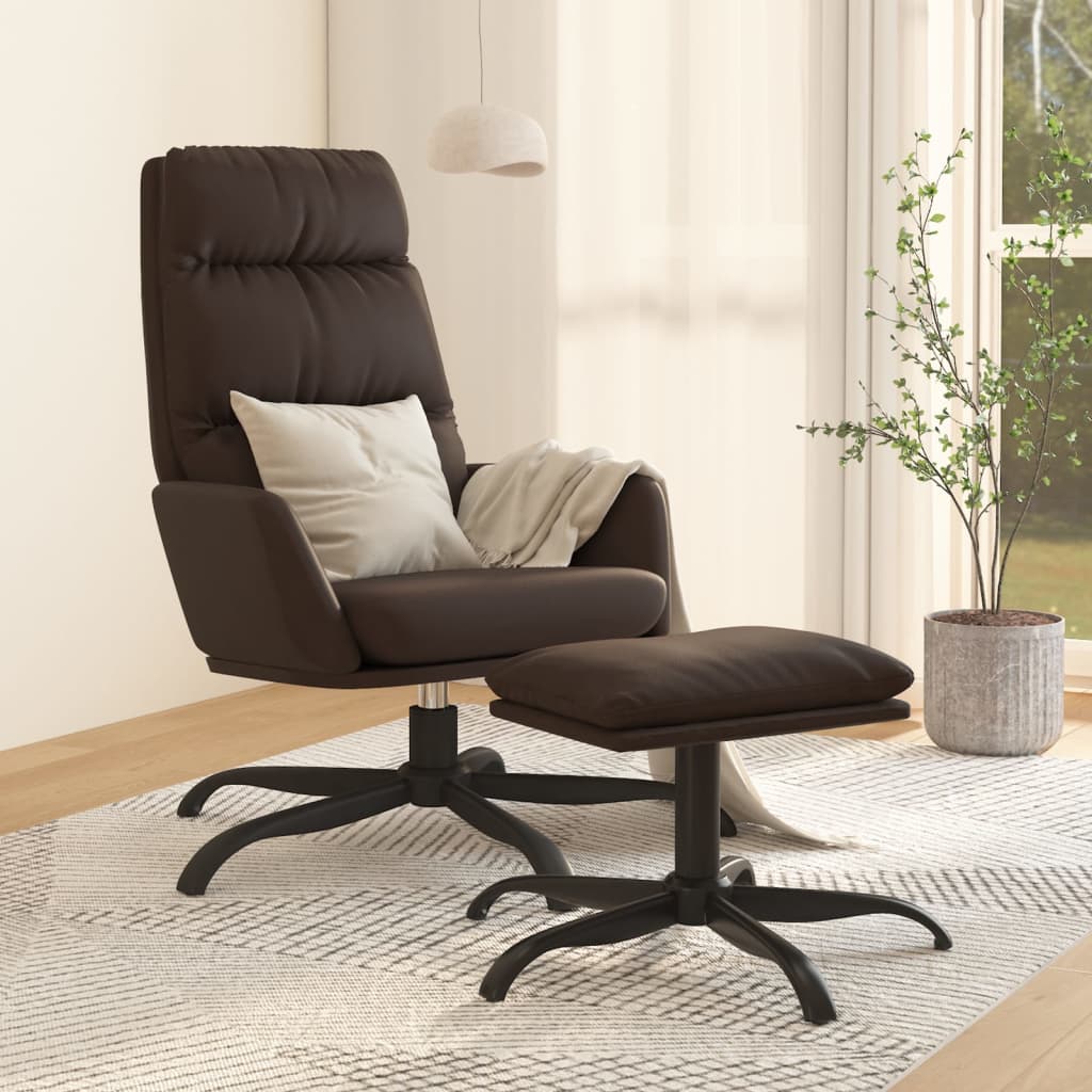 Chaise de relaxation avec tabouret Marron Similicuir