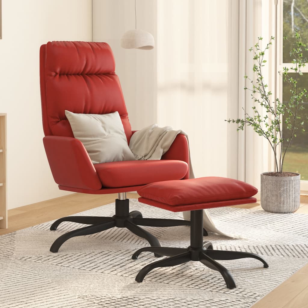 Chaise de relaxation avec tabouret Bordeaux Similicuir