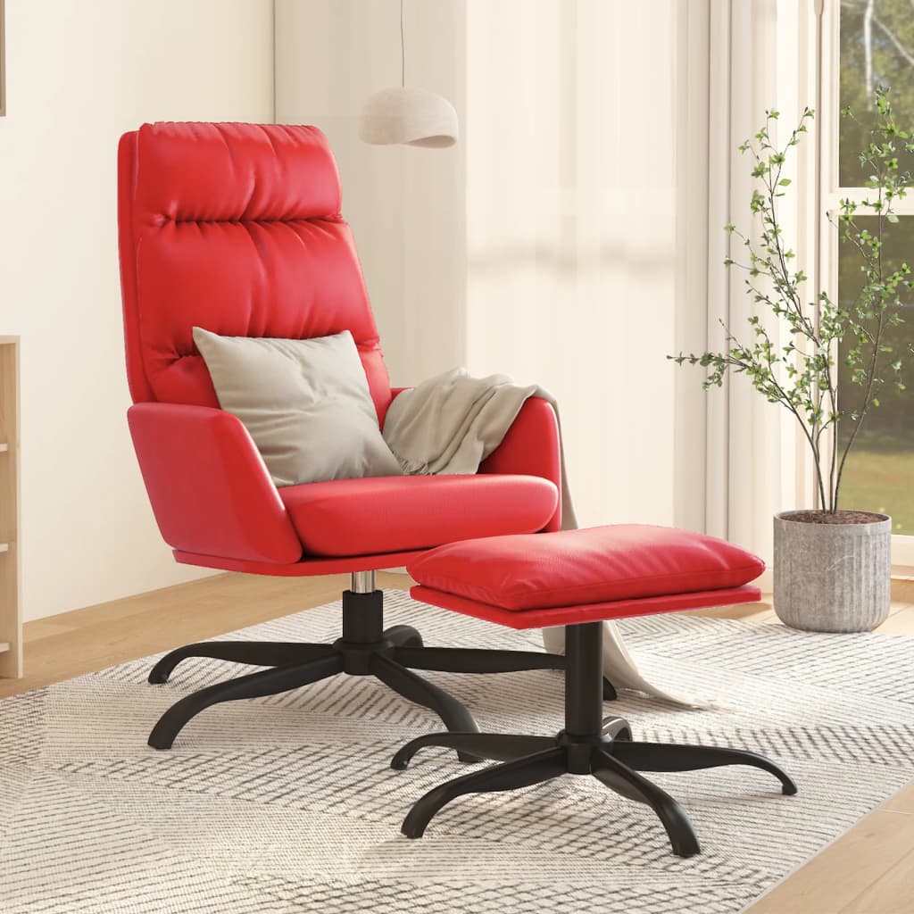 vidaXL Relaxační křeslo se stoličkou červené umělá kůže