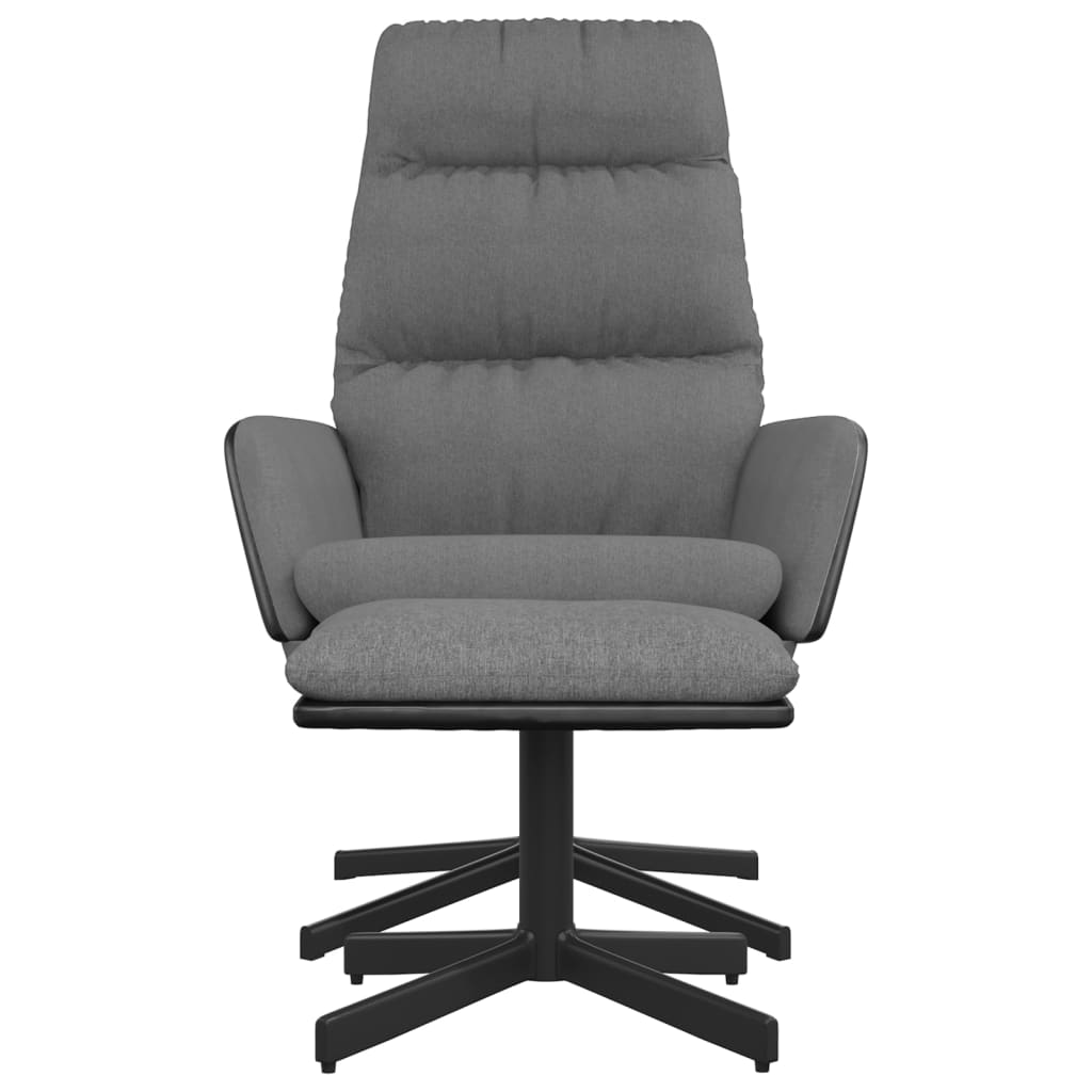 vidaXL Poilsio kėdė su taburete, šviesiai pilkos spalvos, audinys