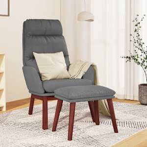 Relaxační křeslo se stoličkou světle šedé textil - obrázek 1