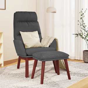 Relaxační křeslo se stoličkou tmavě šedé textil - obrázek 1
