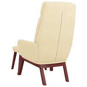 Relaxační křeslo se stoličkou krémové textil - obrázek 6