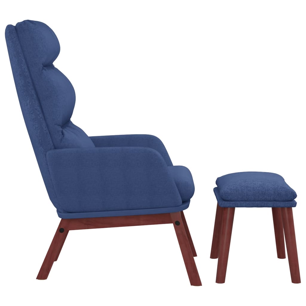 vidaXL Chaise de relaxation avec tabouret Bleu Tissu