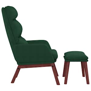 vidaXL Πολυθρόνα Relax Σκούρο Πράσινο Υφασμάτινη με Σκαμπό