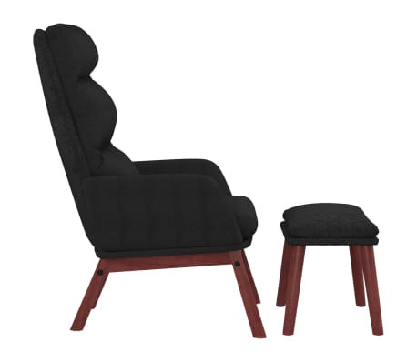 vidaXL Scaun de relaxare cu taburet, negru, textil