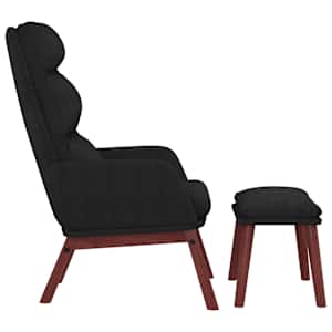 Relaxační křeslo se stoličkou černé textil - obrázek 3