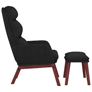 vidaXL Scaun de relaxare cu taburet, negru, textil