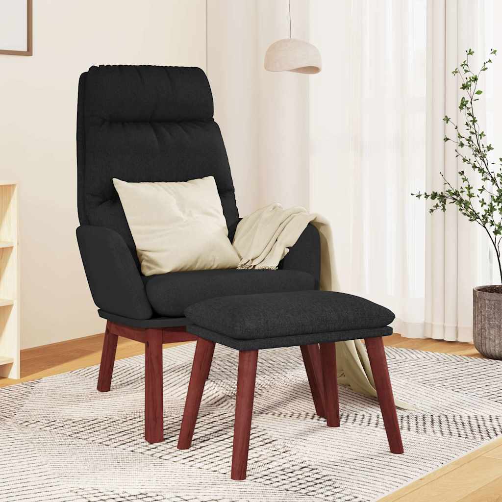 vidaXL Fotel z podn�kiem, czarny, obity tkanin�