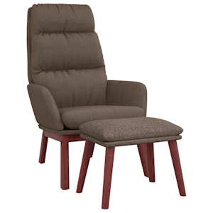Relaxační křeslo se stoličkou taupe textil - obrázek 2